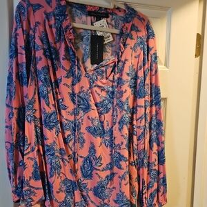 Floral Pink and Blue Women's Top
